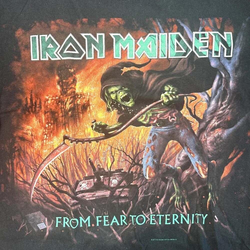 Iron Maiden Shirt Mens Medium Black From Fear to Eternity Band Heavy Metal Tee